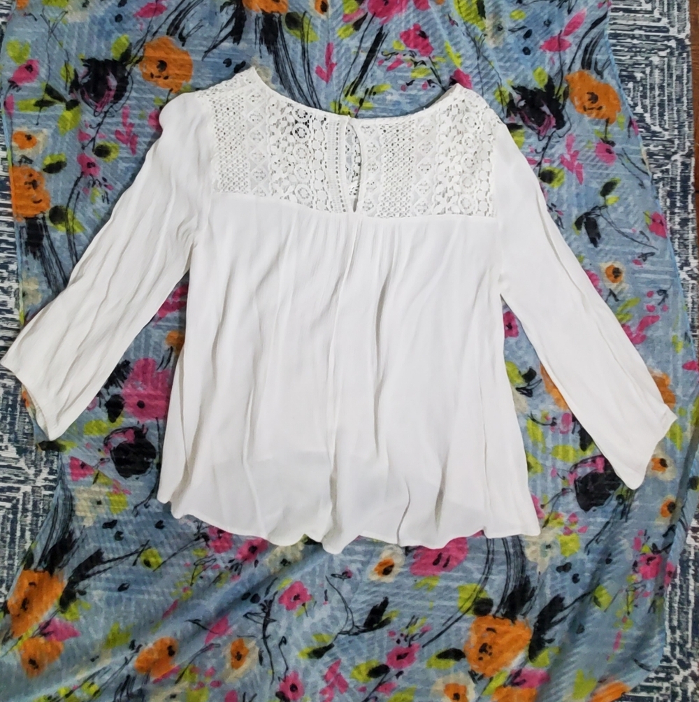 Boho Long Sleeve lace Top- Sweetheart Flounce Top